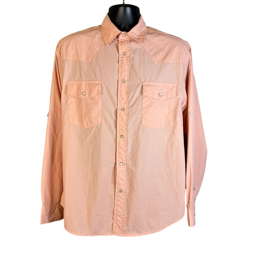 Southern Proper Wm Lamb & Son Mens Peach Western Field Snap Shirt Medium